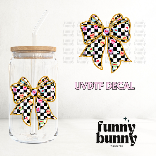 Glitter Checkered Bow - UVDTF Decal