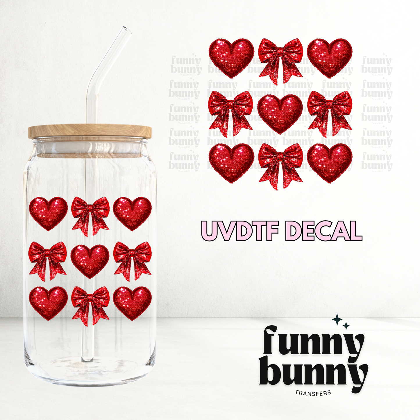 Glitter Hearts - UVDTF Decal