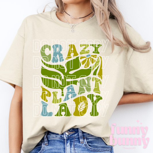 Green Crazy Plant Lady  - DTF Transfer