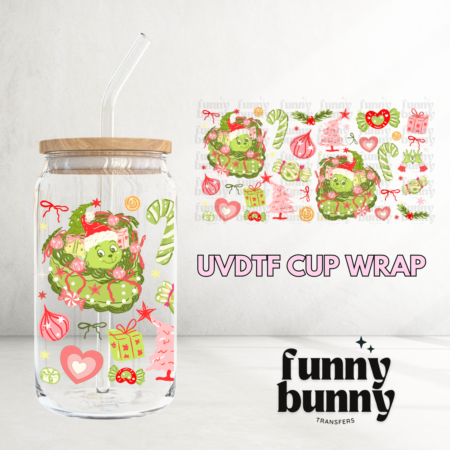 Grinchy Cake - 16oz UVDTF Cup Wrap