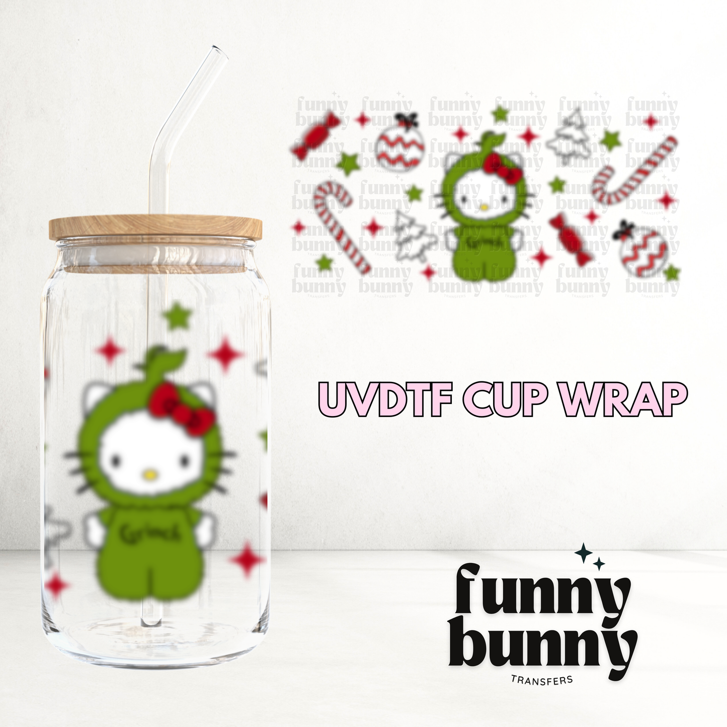Grnchy Kitty - 16oz UVDTF Cup Wrap