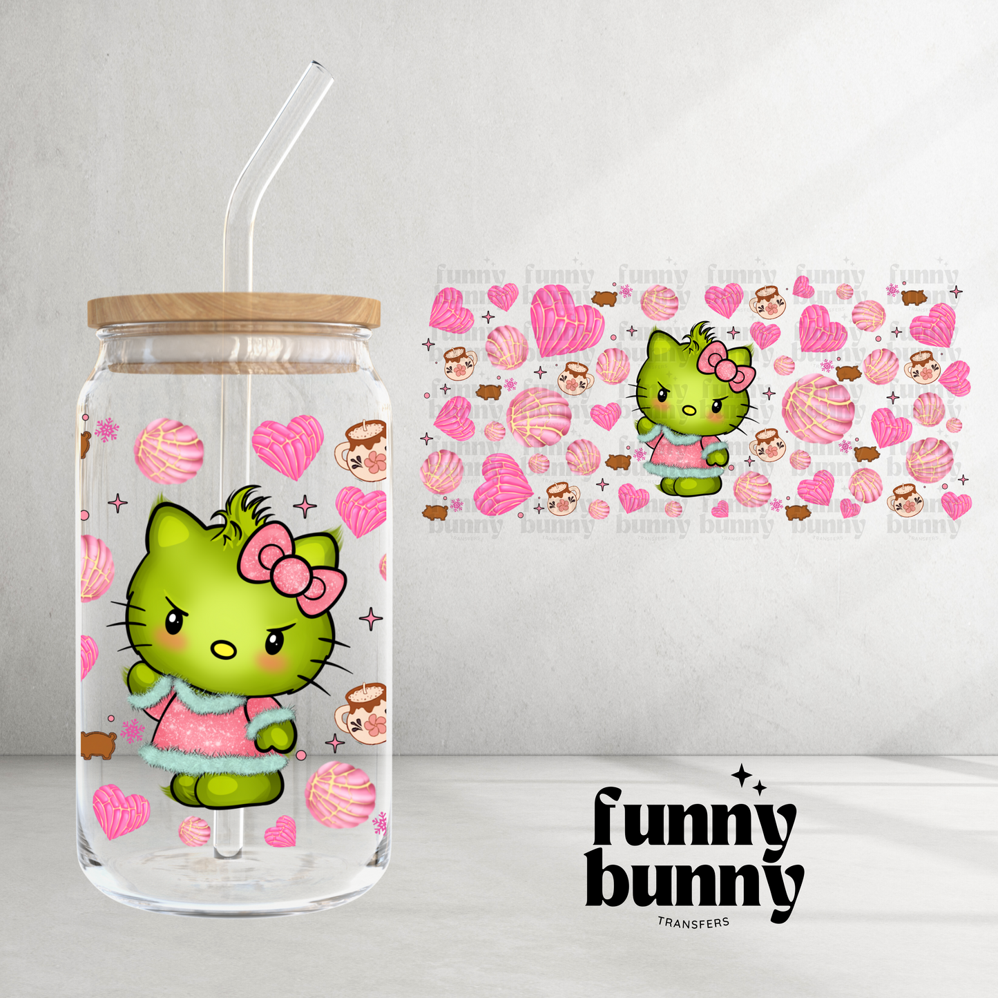 Grnchy Kitty Conchas - 16oz UVDTF Cup Wrap