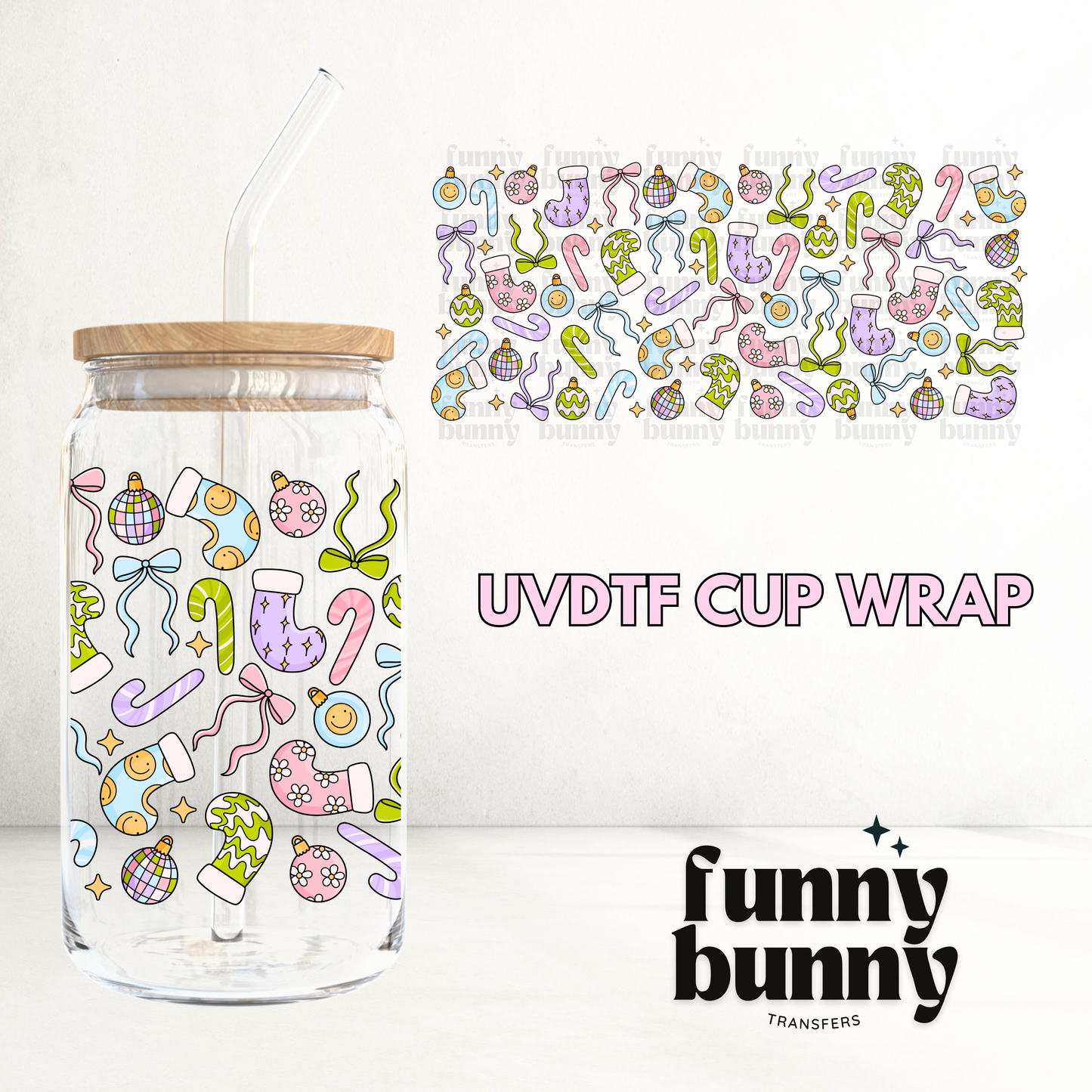 Groovy Merry & Bright - 16oz UVDTF Cup Wrap