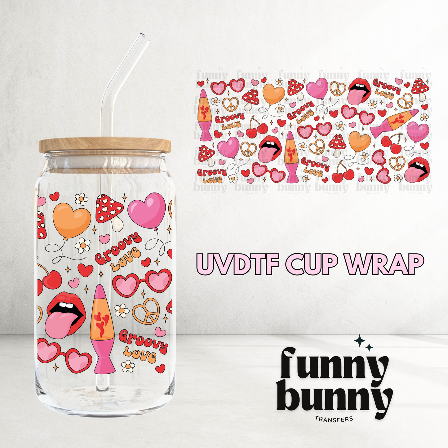 Groovy Love - 16oz UVDTF Cup Wrap