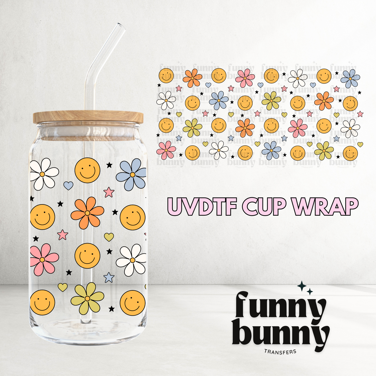 Groovy Smiles - 16oz UVDTF Cup Wrap
