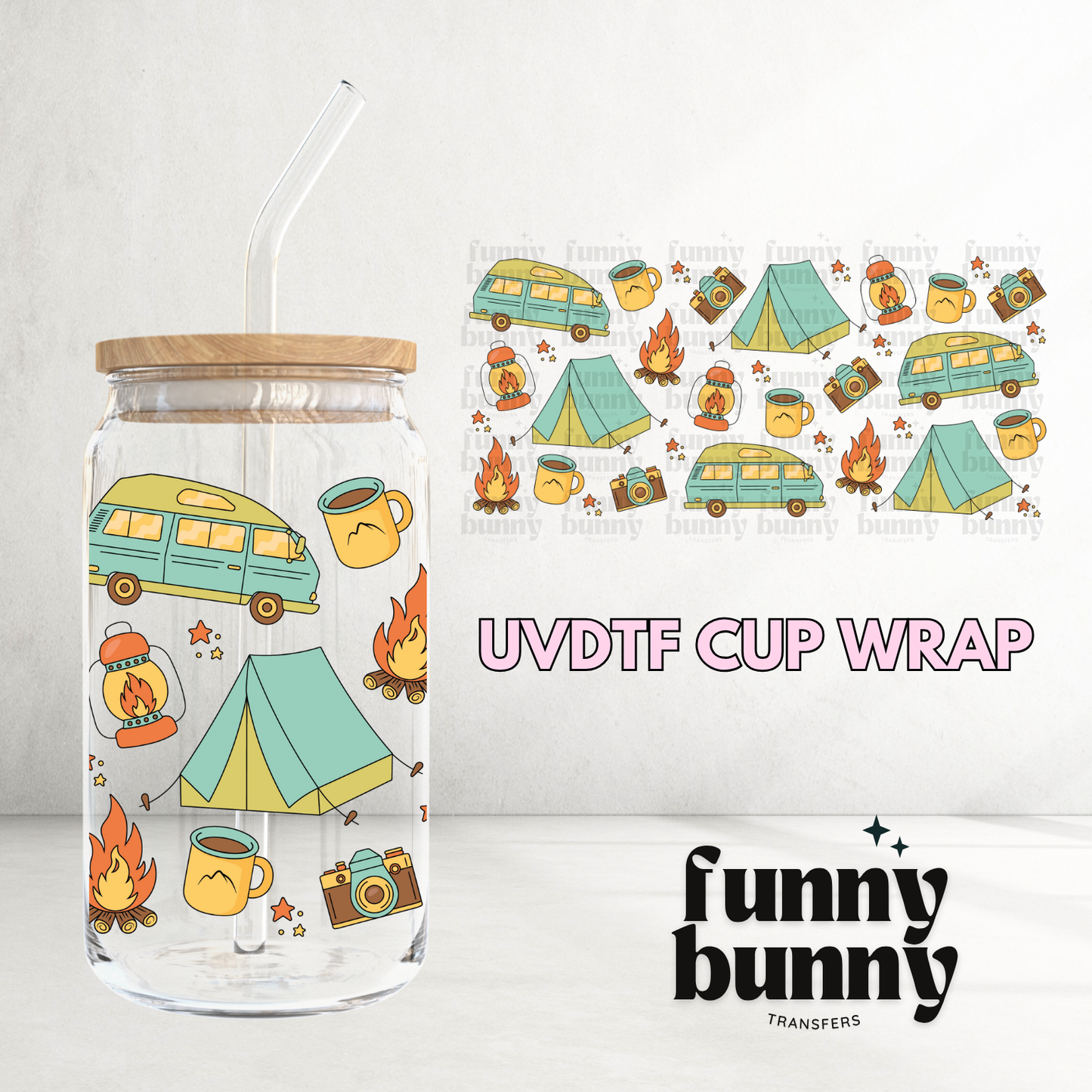 Happy Camper - 16oz UVDTF Cup Wrap