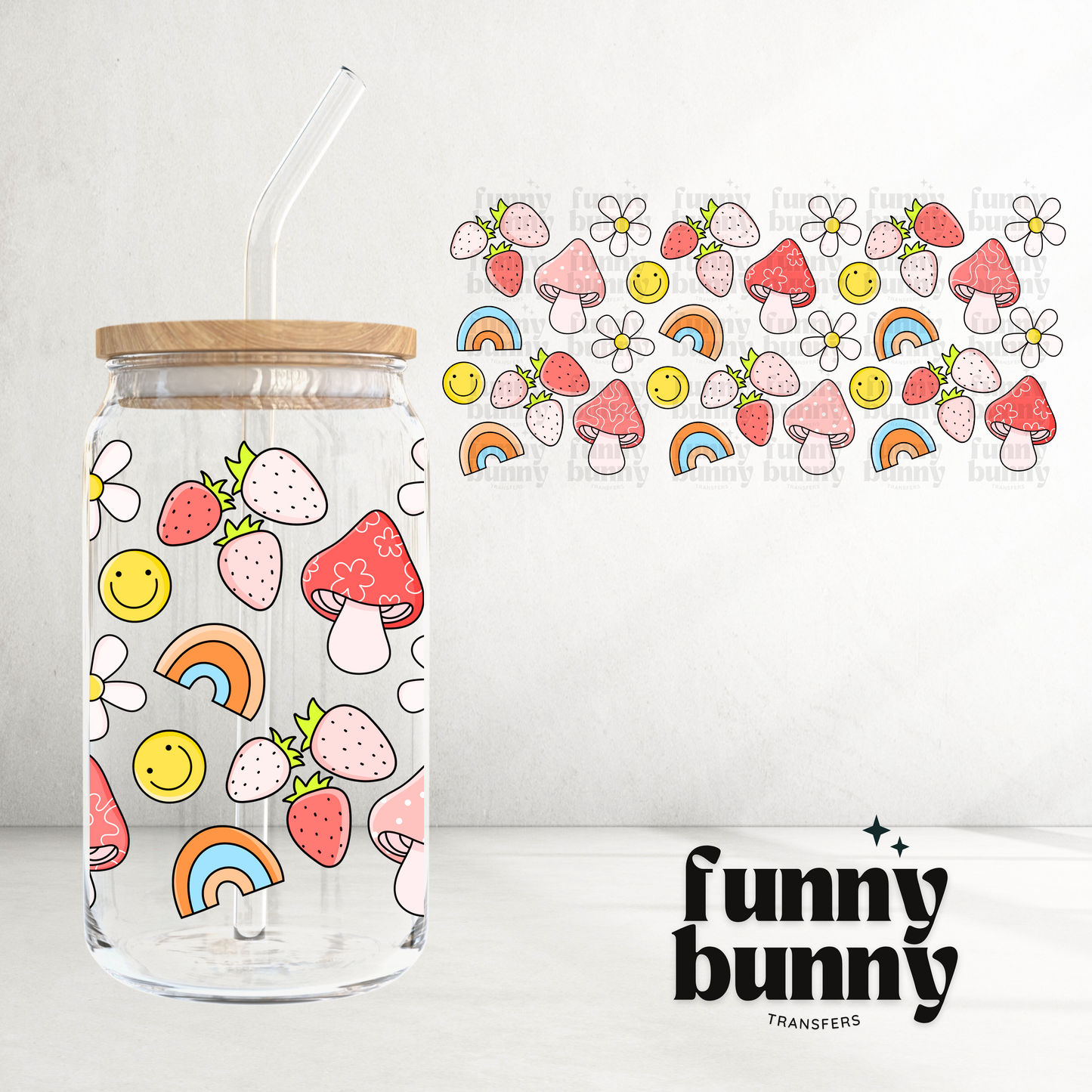 Happy Retro Berries - 16oz UVDTF Cup Wrap