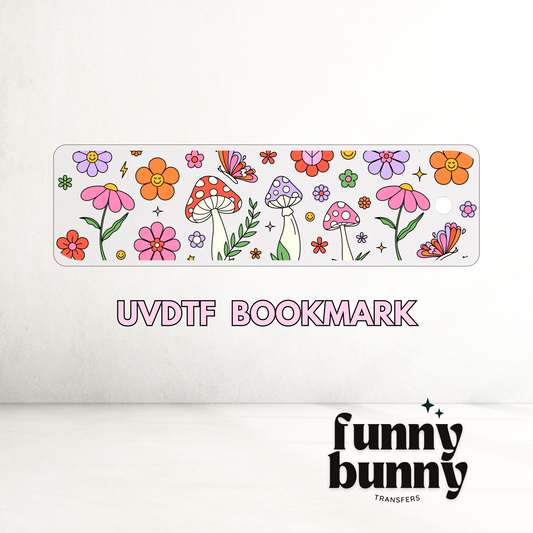 Happy, Peace, Flowers Retro - UVDTF Bookmark Decal