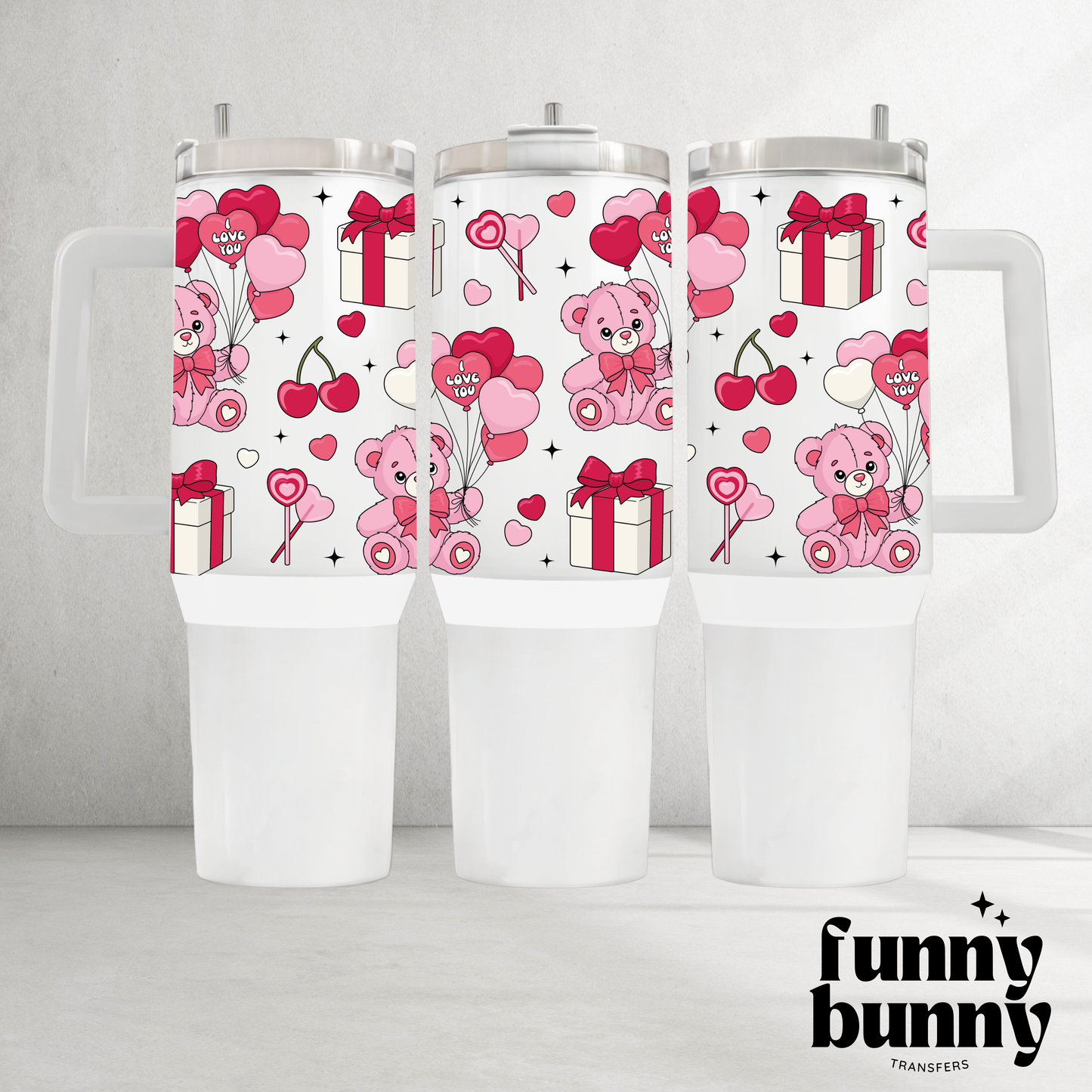 Heart You Pink Bear - 40oz UVDTF Tumbler Wrap