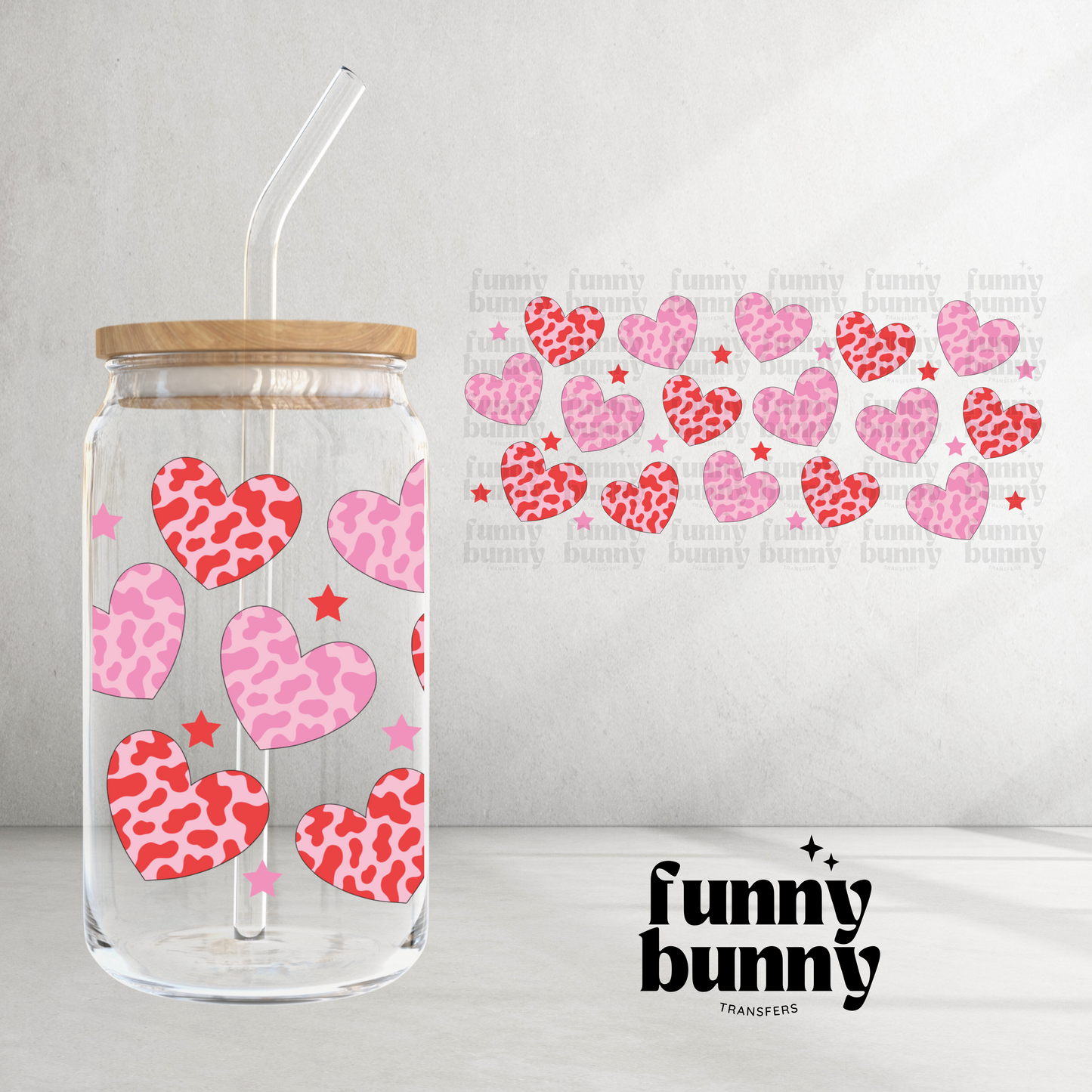 Cheetah Print Hearts - 16oz UVDTF Cup Wrap