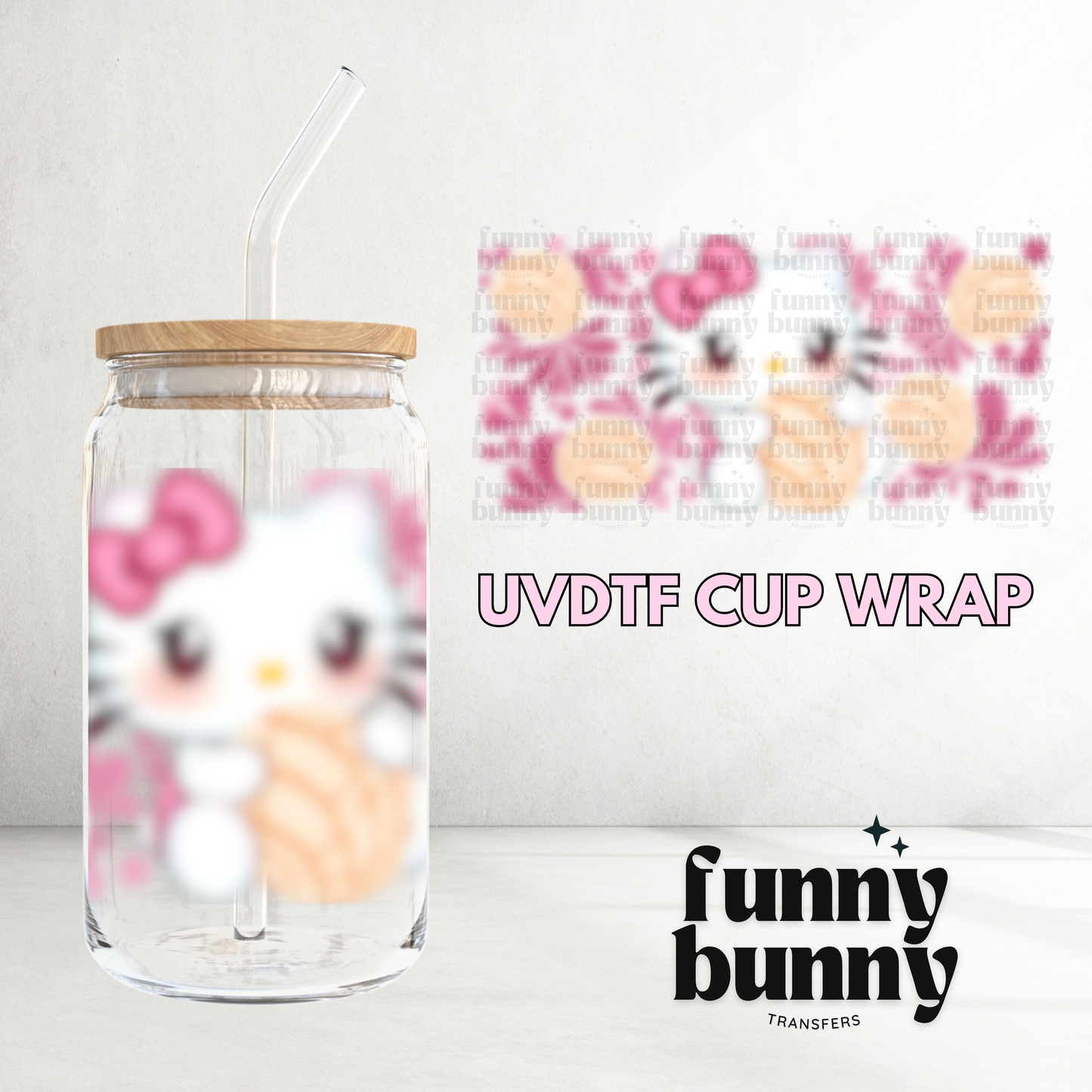 Hello Meow Conchas - 16oz UVDTF Cup Wrap