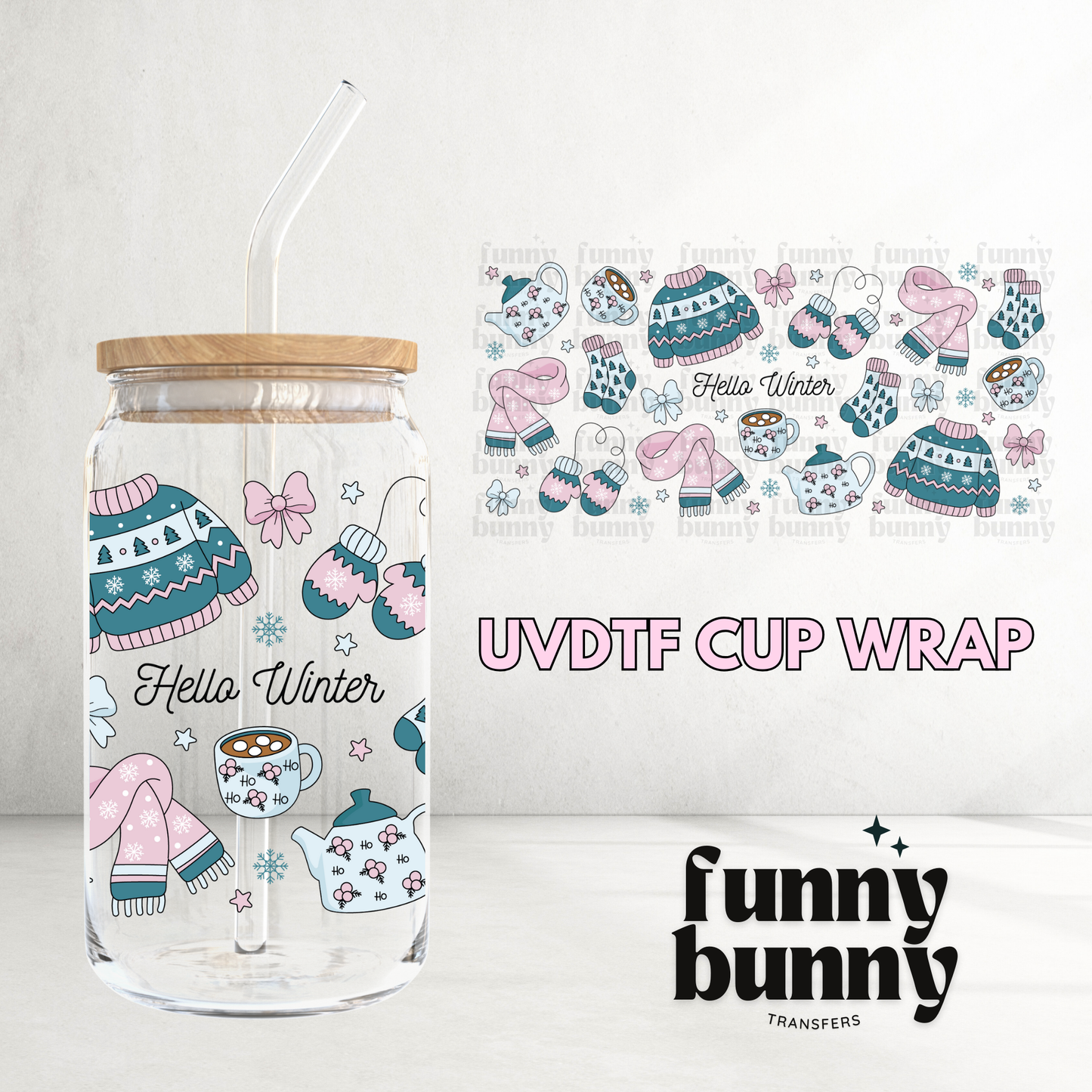 Hello Winter - 16oz UVDTF Cup Wrap