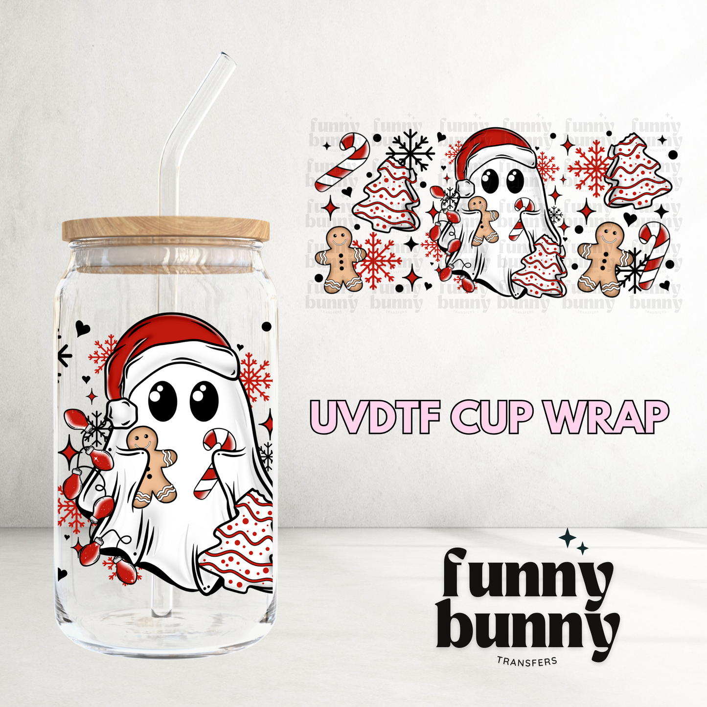 Holiday Ghostie - 16oz UVDTF Cup Wrap