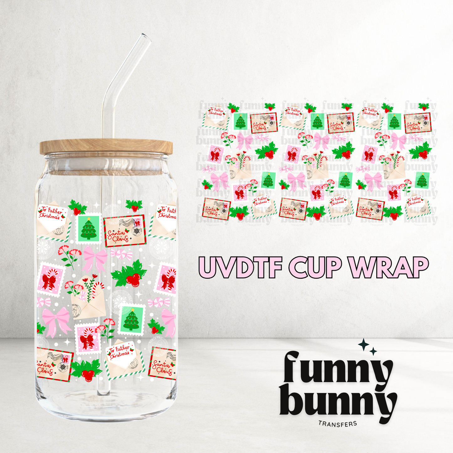 Holiday Stamps - 16oz UVDTF Cup Wrap