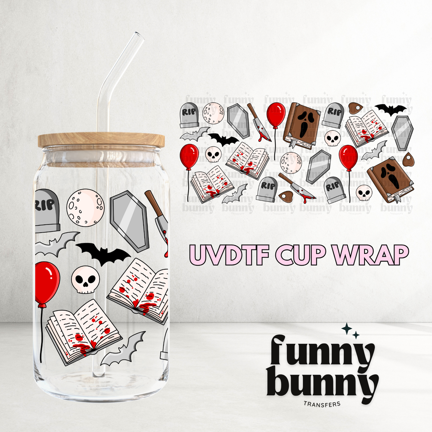 Horror Book Club 2.0 - 16oz UVDTF Cup Wrap