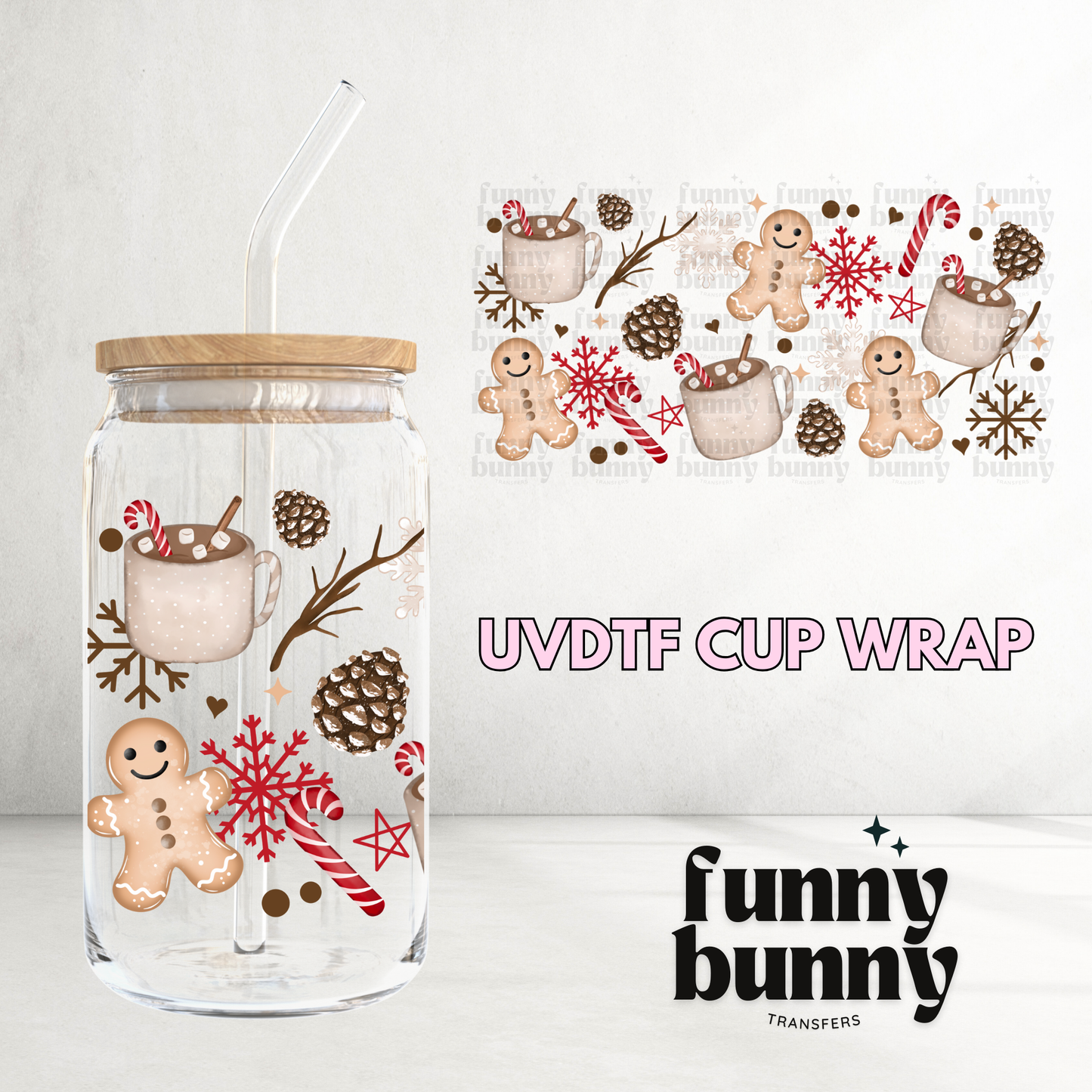 Hot Chocolate Ginger Bread - 16oz UVDTF Cup Wrap