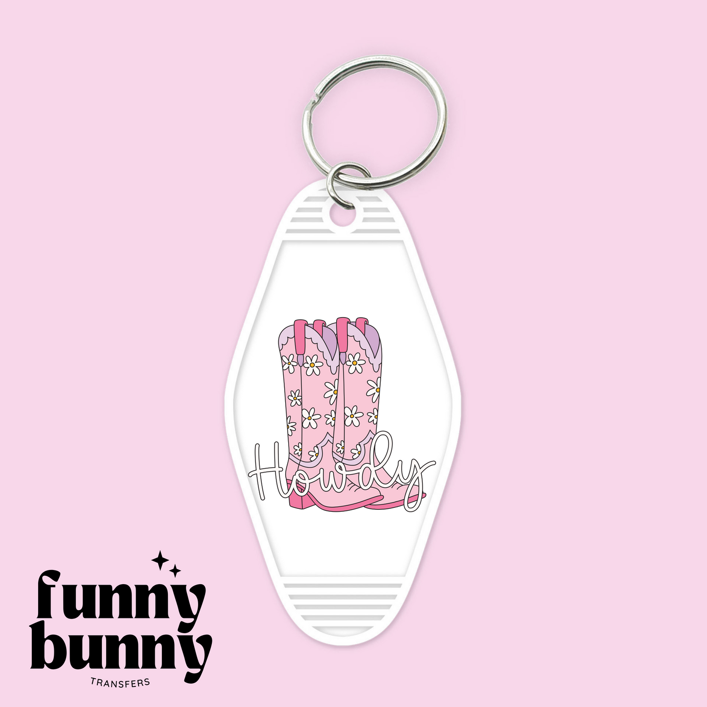 Howdy Pink Cowgirl Boots - Motel Keychain