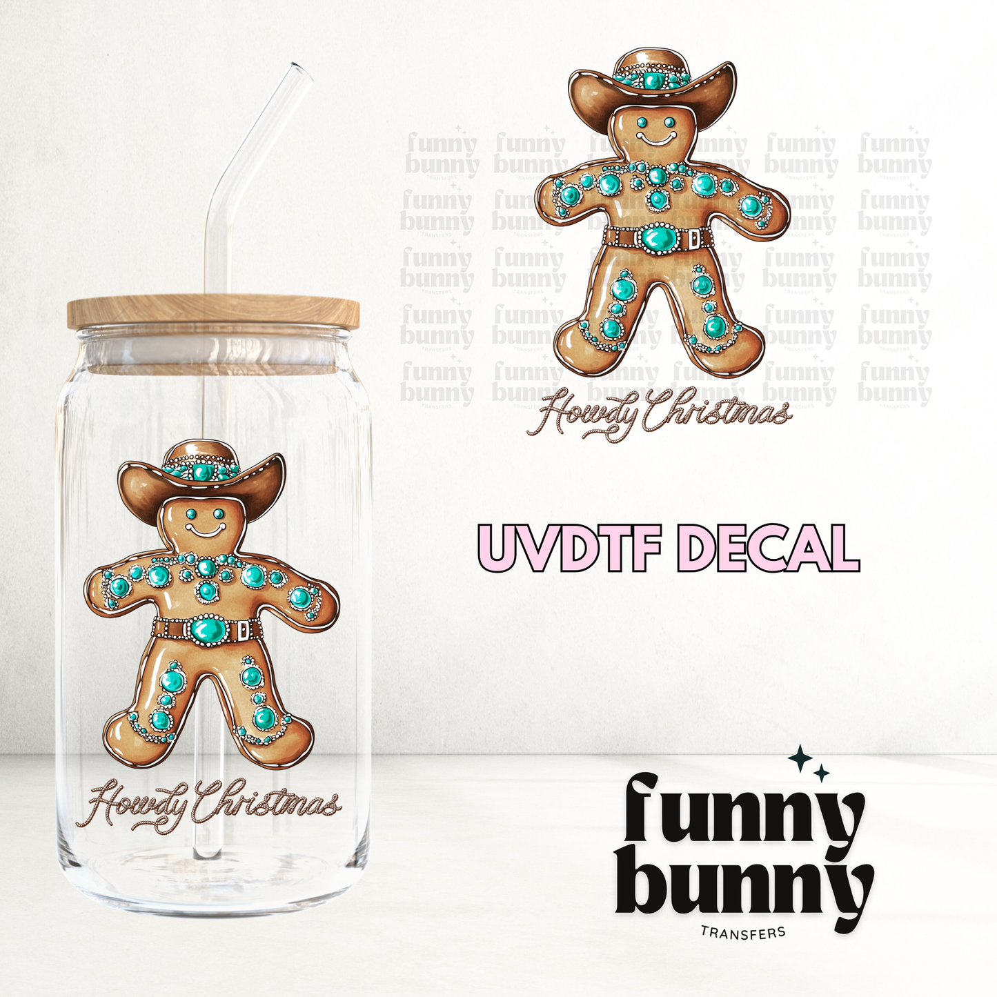 Howdy Xmas Gingerbread - UVDTF Decal