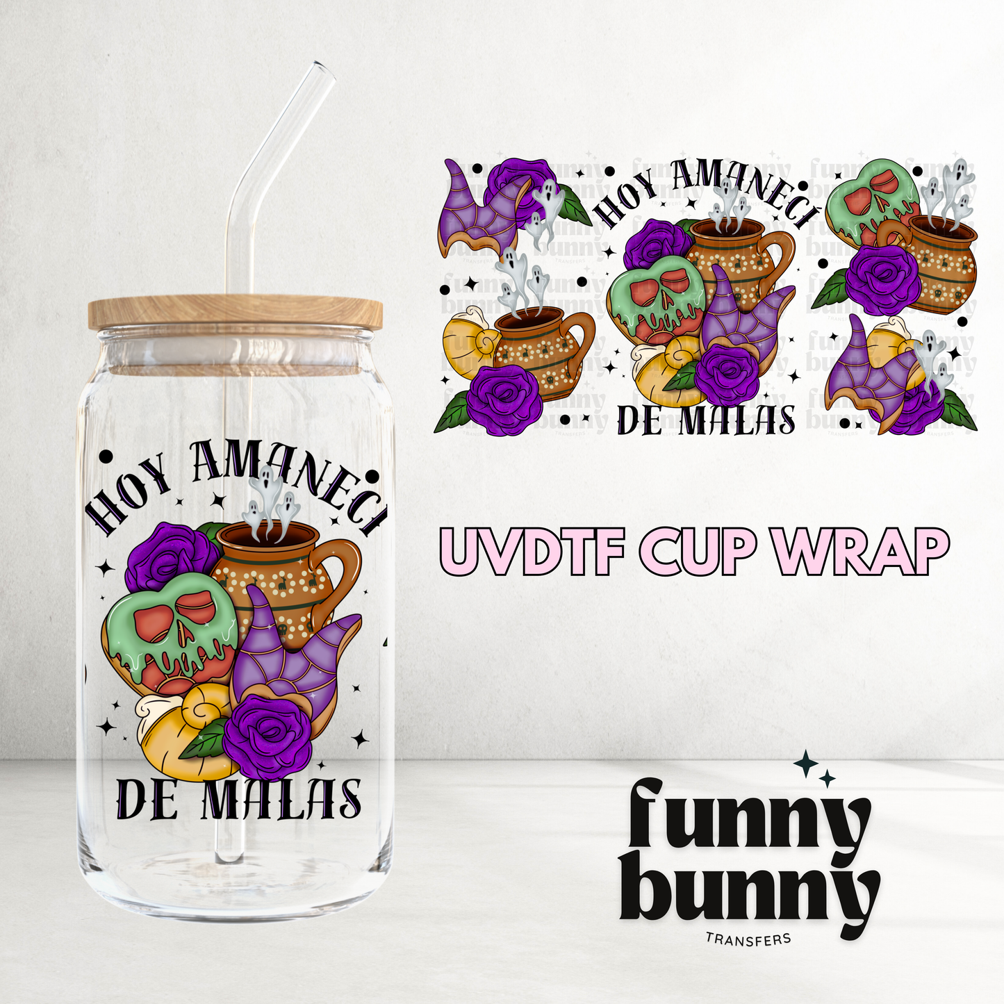 Hoy Amaneci De Malas - 16oz UVDTF Cup Wrap