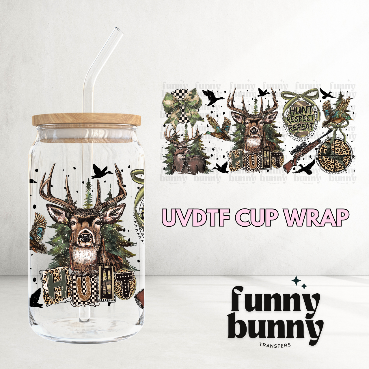 Hunt Repeat  - 16oz UVDTF Cup Wrap