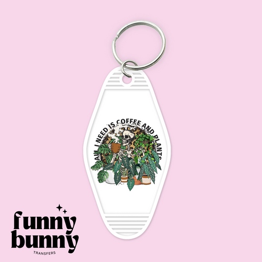 I Need Coffee & Plants - Motel Keychain