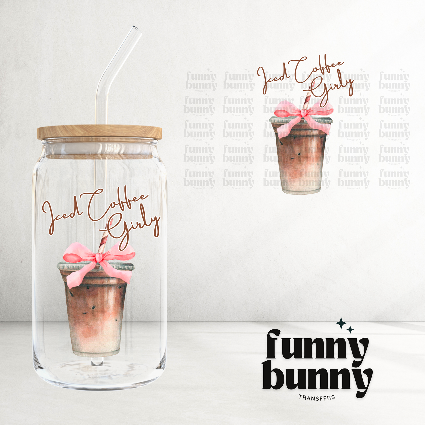 Iced Coffee Coquette Girly - UVDTF Decal