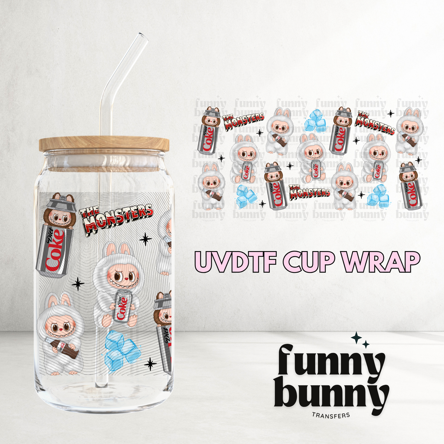 Iced Coke Monsters - 16oz UVDTF Cup Wrap