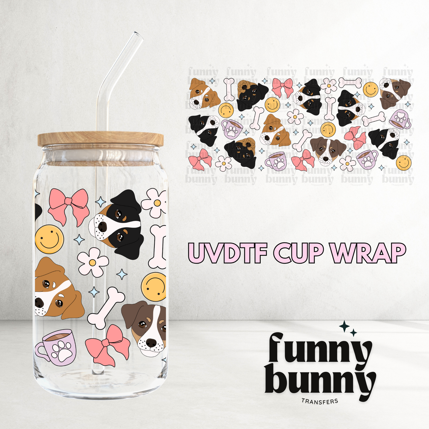 Jack Russell Dog - 16oz UVDTF Cup Wrap