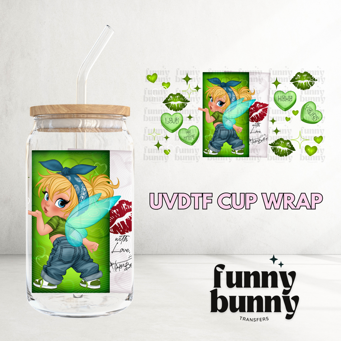 With Love Green - 16oz UVDTF Cup Wrap