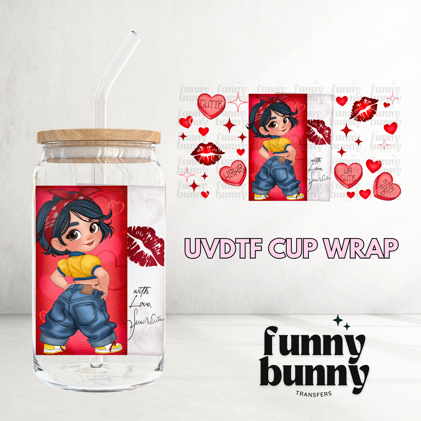 With Love Red - 16oz UVDTF Cup Wrap