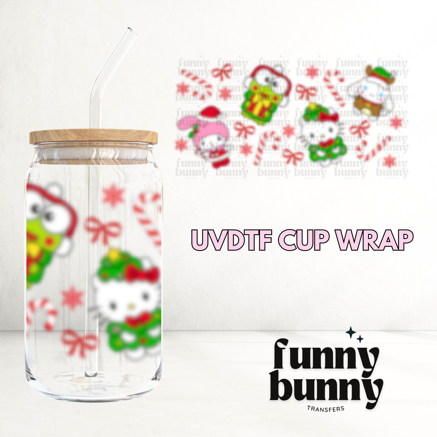 Jolly Kitty Friends - 16oz UVDTF Cup Wrap