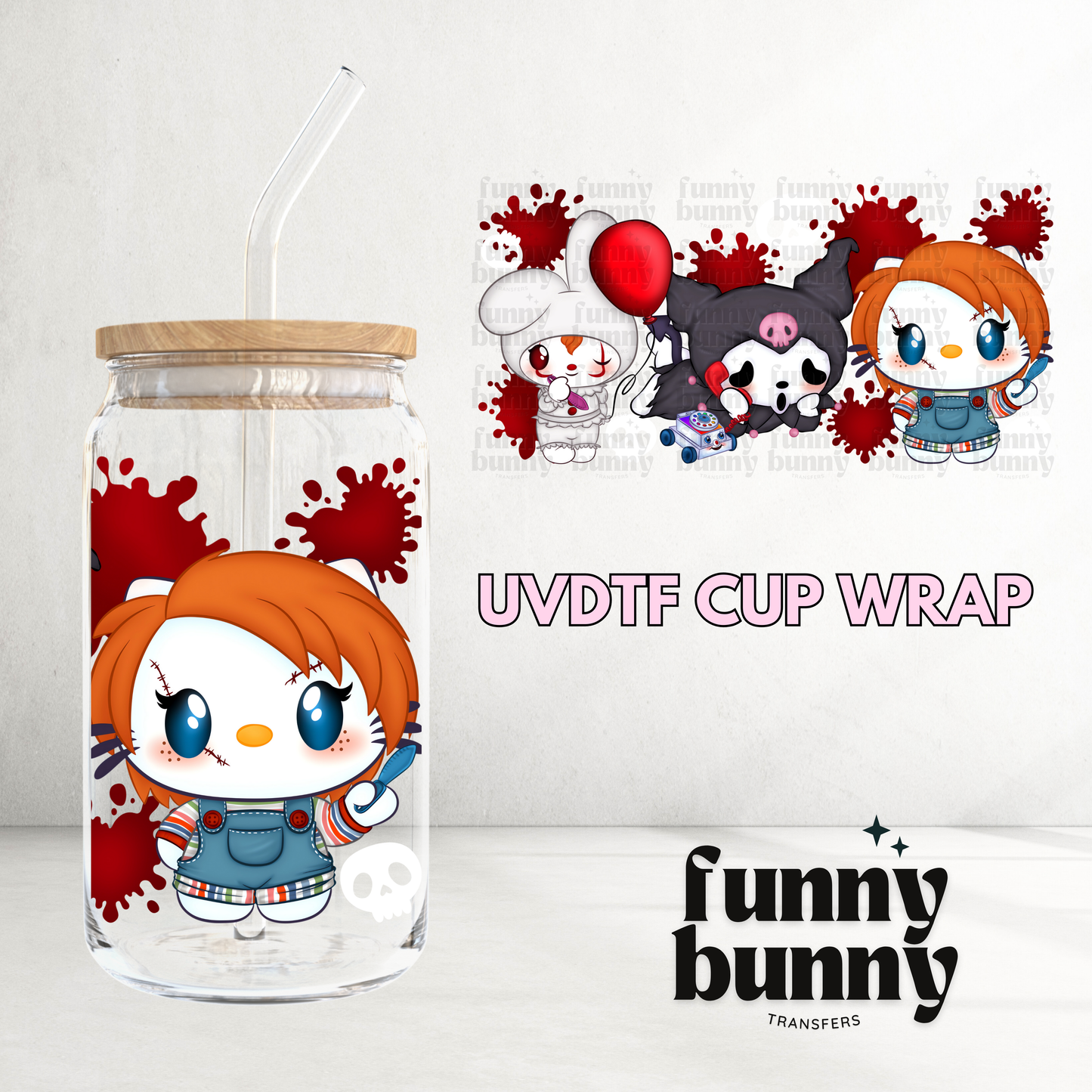 Kawaii Horror - 16oz UVDTF Cup Wrap