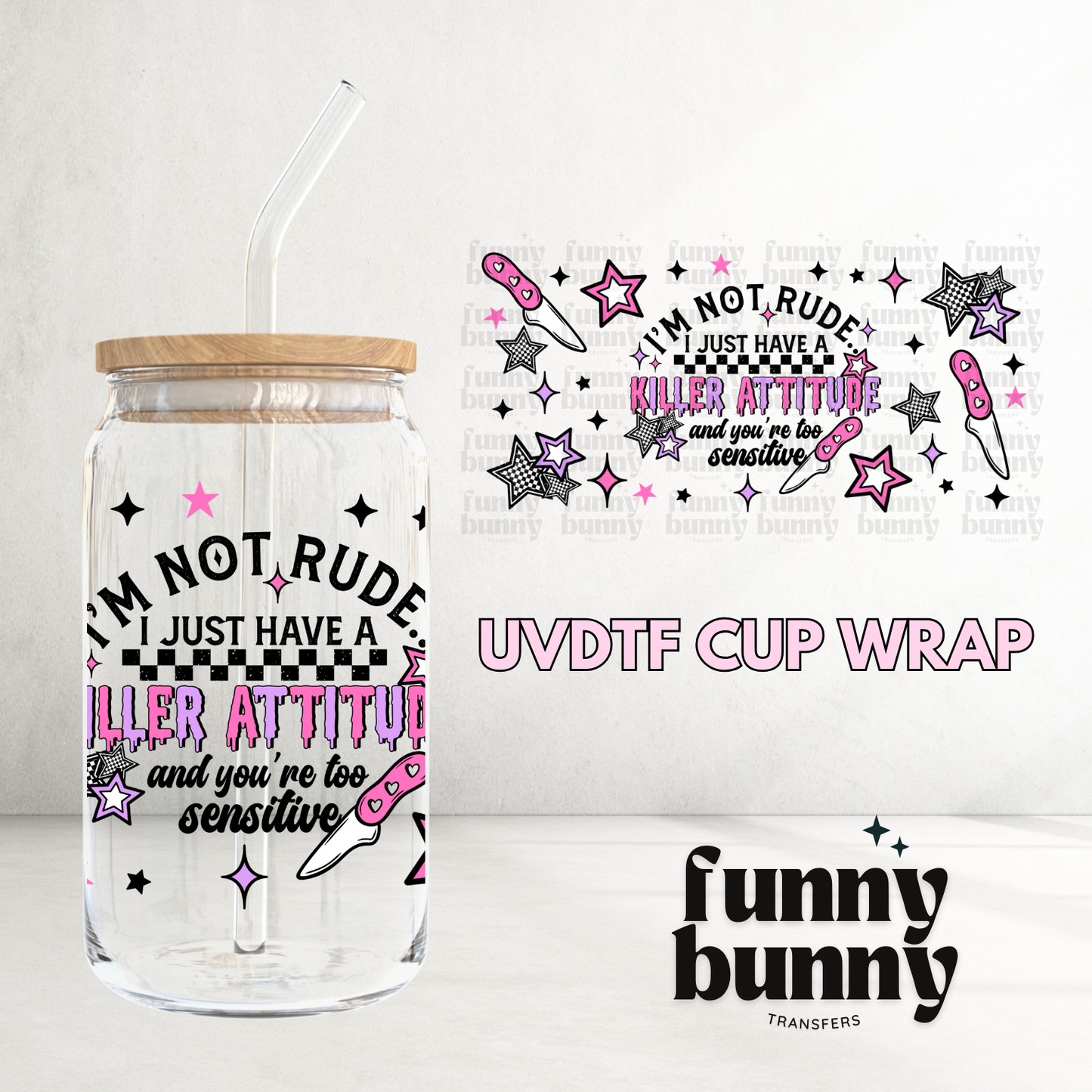Killer Attitude - 16oz UVDTF Cup Wrap