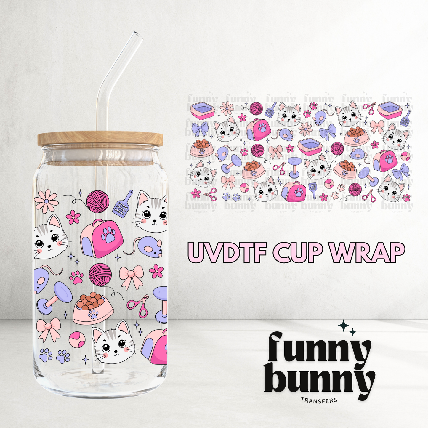 Kitty Mom Essentials - 16oz UVDTF Cup Wrap
