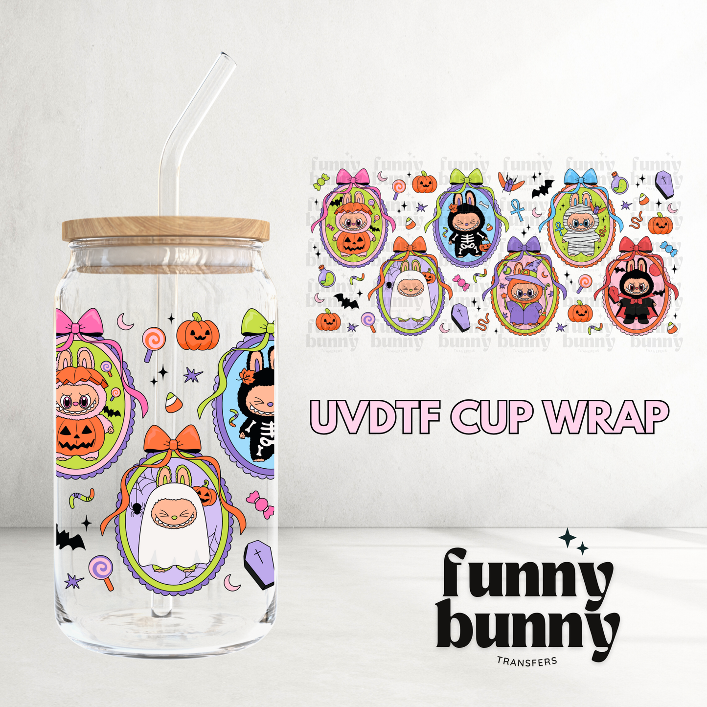 Labu Spooky Monsters - 16oz UVDTF Cup Wrap