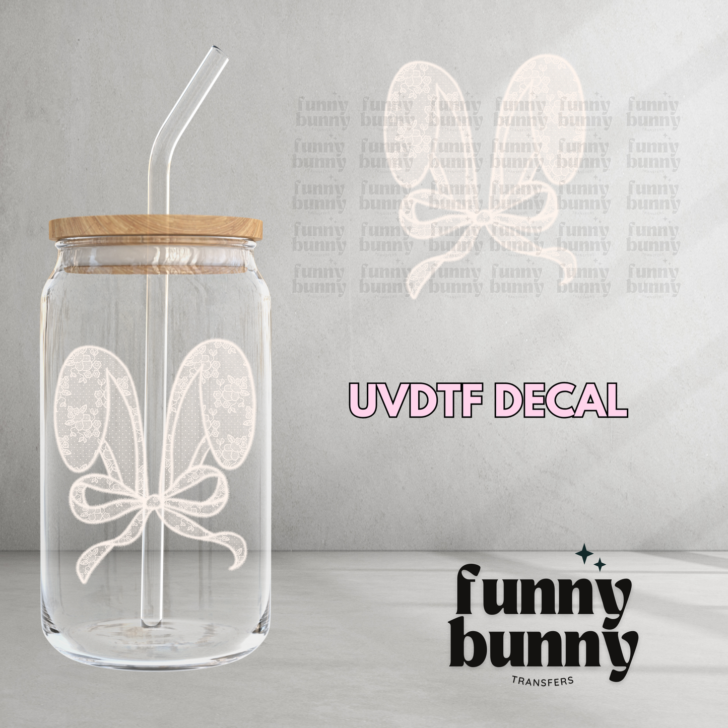 Lace Bunny Ears - UVDTF Decal