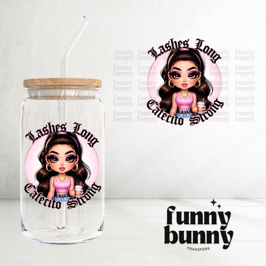 Lashes Long Coffee Strong - UVDTF Decal