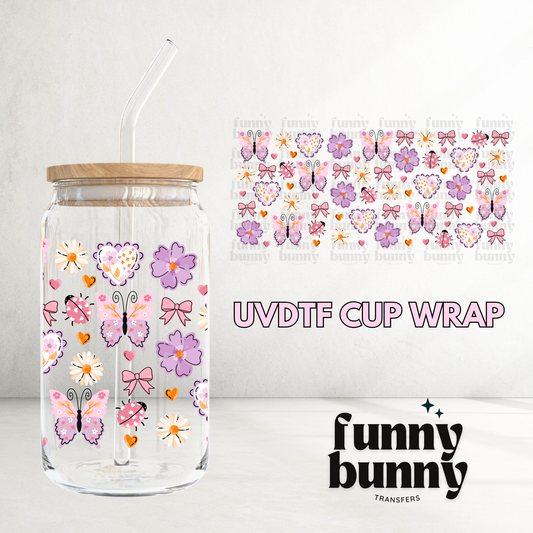 Lavender Butterfly Flowers - 16oz UVDTF Cup Wrap