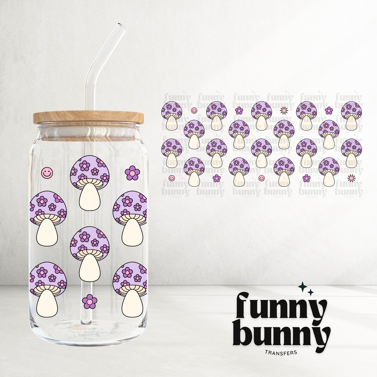 Lavender Mushies - 16oz UVDTF Cup Wrap