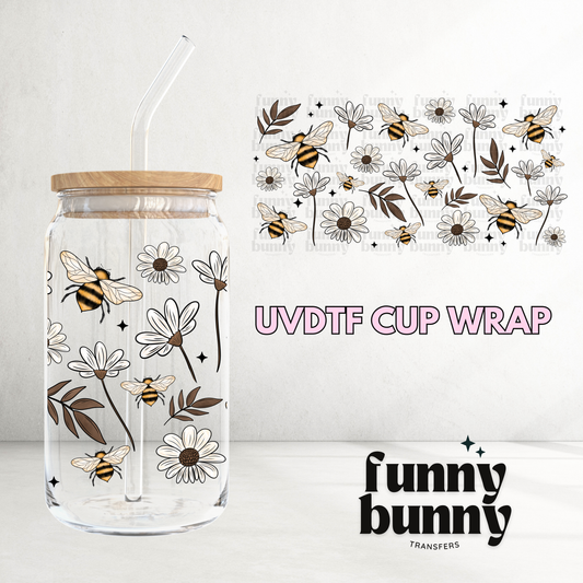 Let it Bee Floral - 16oz UVDTF Cup Wrap