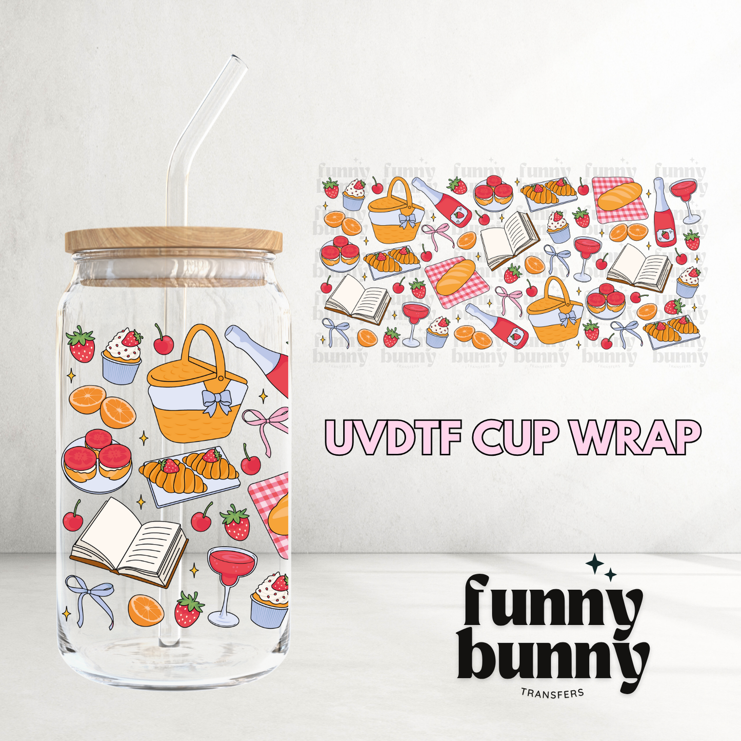Lets Have A Picnic Checkered - 16oz UVDTF Cup Wrap