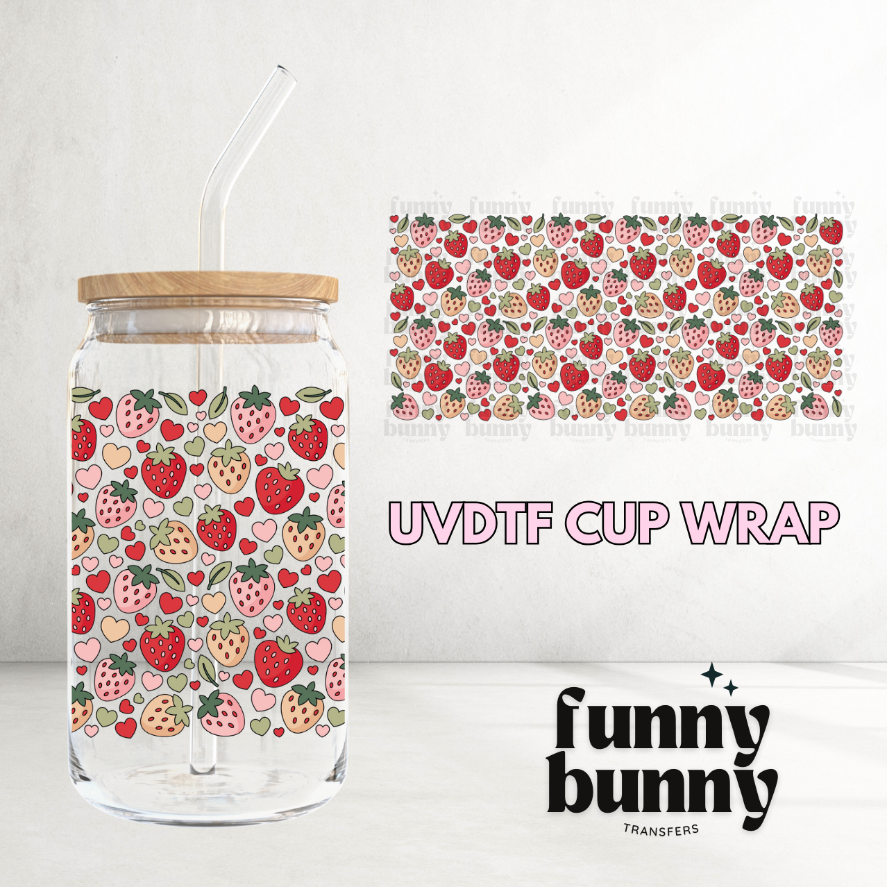 Love Heart Berries - 16oz UVDTF Cup Wrap