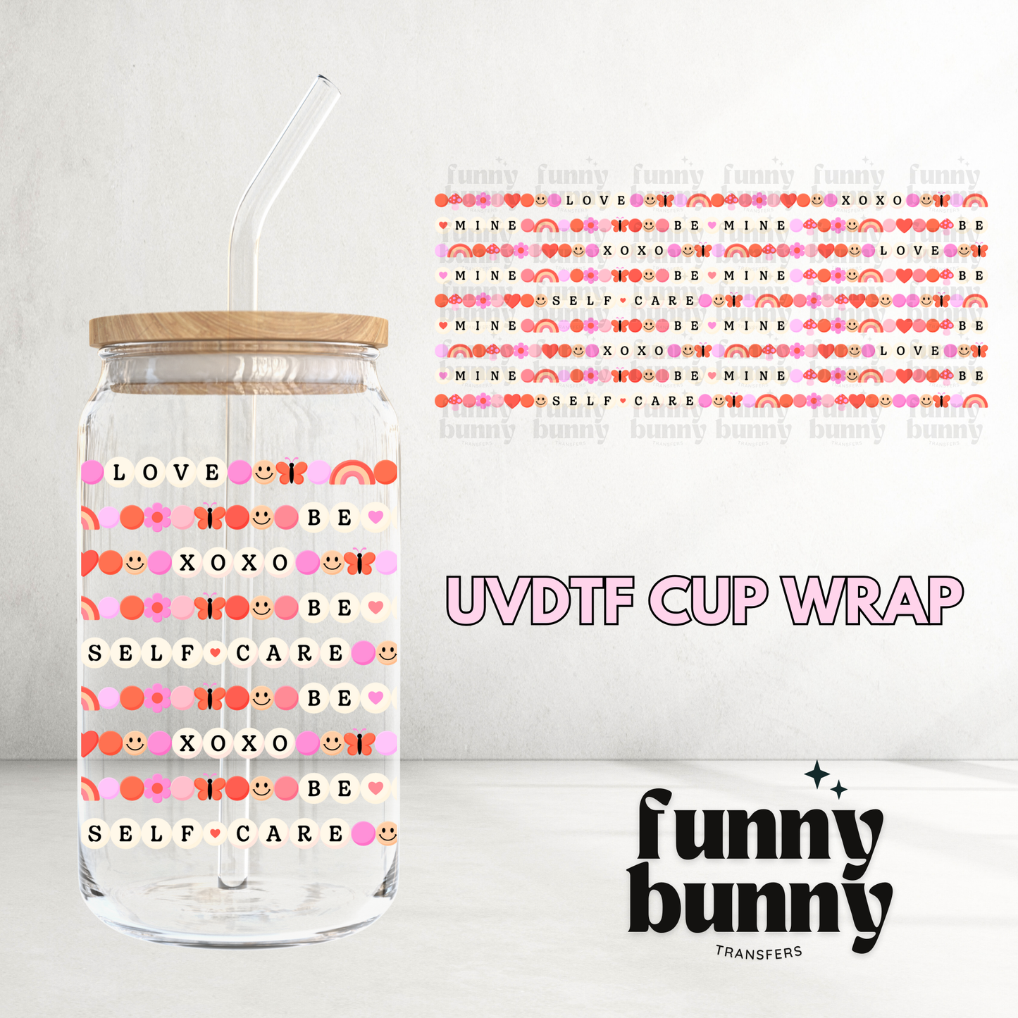 Love Xoxo Self Care - 16oz UVDTF Cup Wrap