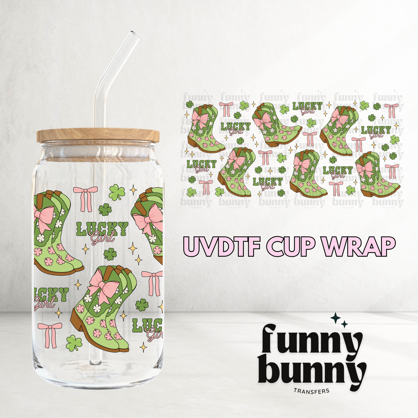 Lucky Girl Boots - 16oz UVDTF Cup Wrap