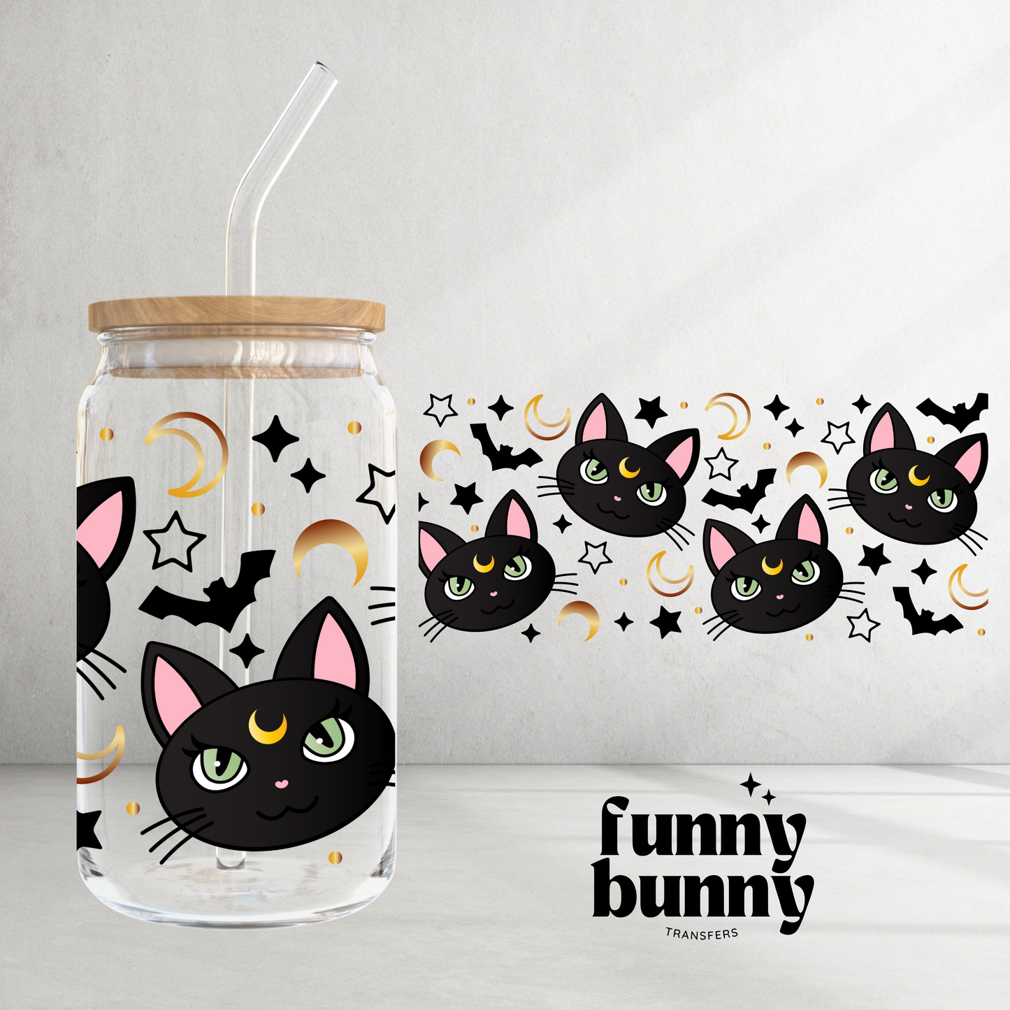 Lunar Kitty - 16oz UVDTF Cup Wrap