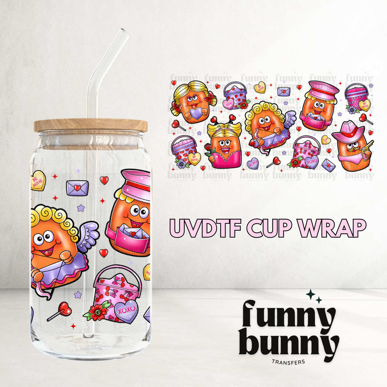 Nuggies Valentine - 16oz UVDTF Cup Wrap