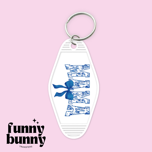 Mama Blue Floral Print - Motel Keychain