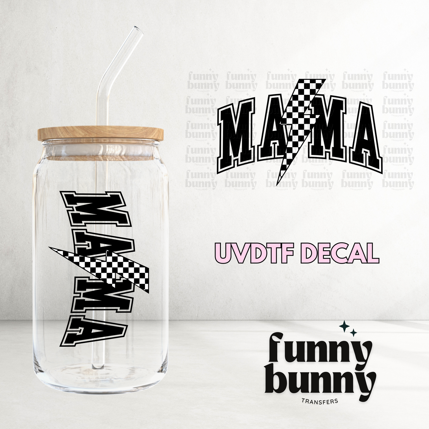 Lightning Checkered Mama - UVDTF Decal