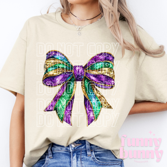 Mardi Gras Bow - DTF Transfer