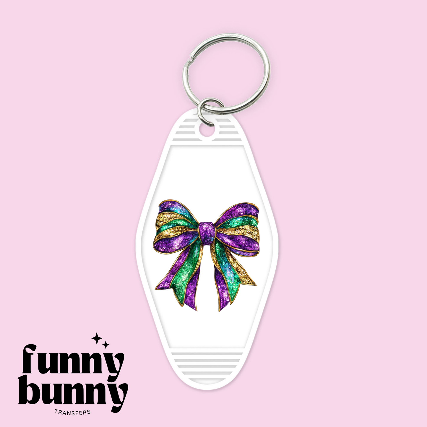 Mardi Gras Bow - Motel Keychain